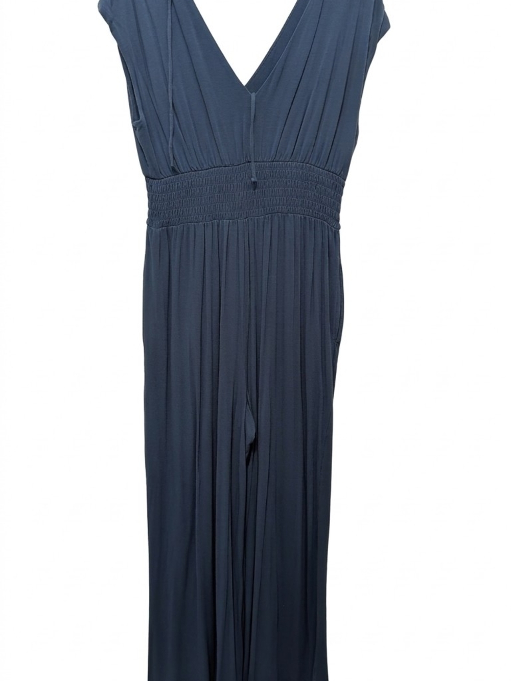 Old Navy Slate Blue Smocked Waist Double V-Neck Wide Leg Jumpsuit Size M